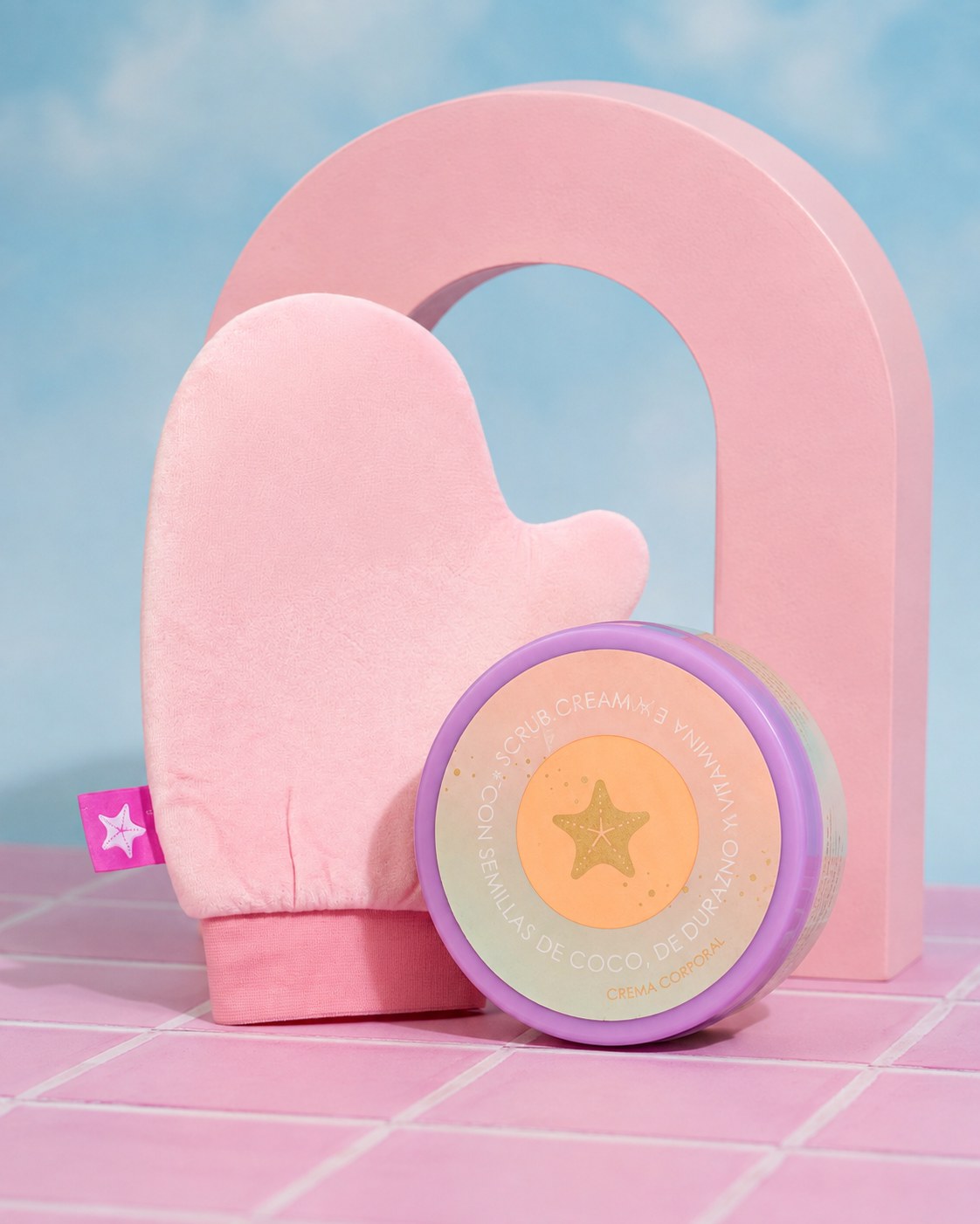Kit Piel Lista de Estrella de Mar: crema exfoliante Scrub y guante exfoliador